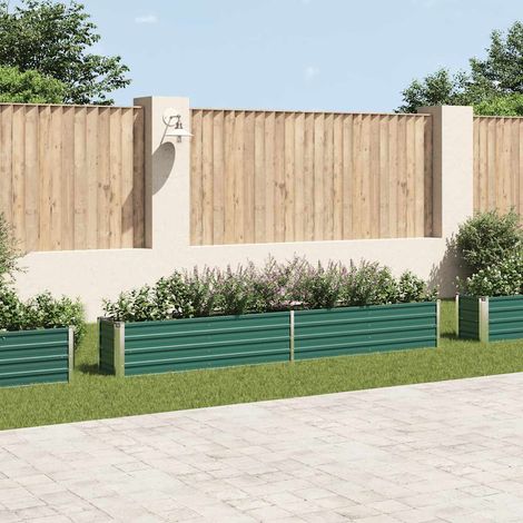 Jardinière Bac A Fleur Lit surélevé de jardin Acier galvanisé 320x40x45 cm Vert 48963 (1/5)