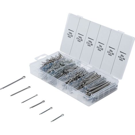 Pasador BGS split pin assortment acero inoxidable 1.6-4.0mm 555 piezas (1/3)