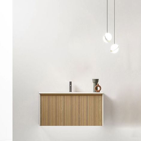 Mobile Bagno Pace 90 cm Rovere Chiaro Senza Specchio - Meda (1/4)
