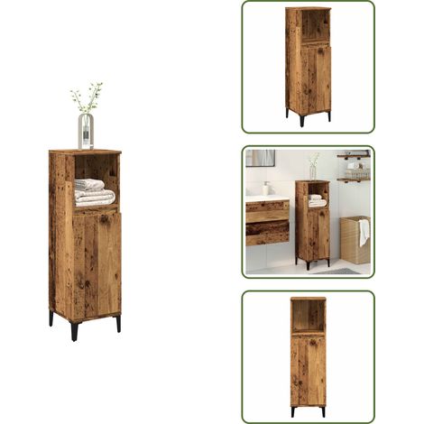 Armario de baño con compartimentos - vidaXL Armario de baño madera de ingeniería envejecida 30x30x100 cm - Armario de baño con patas