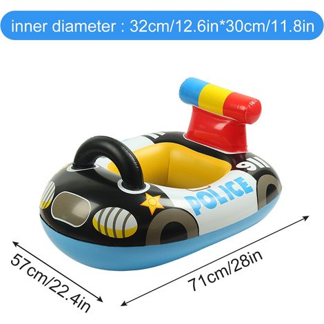 Bouée gonflable, 1 unité, en forme de voiture de police, avec poignée, pour piscine, accessoire flottant destiné aux loisirs aquatiques.-AquaForge (1/4)