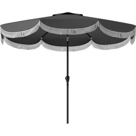 Sonnenschirm Ø269 cm, UV 30+Sonnenschirm achteckig Balkonschirm Strandschirm windfest Marktschirm Kurbelschirm Sonnenschutz für Strand Balkon Garten, Dunkelgrau Aosom