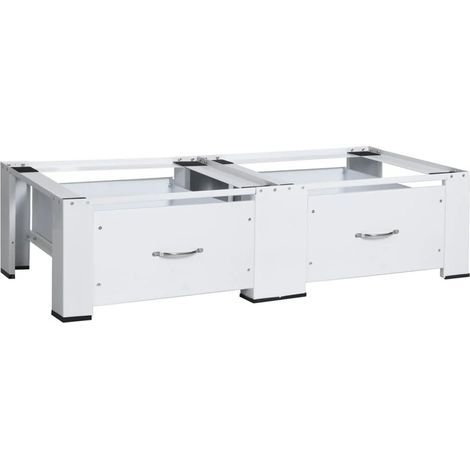 FIMEI Socle double pour lave-linge et sèche-linge avec tiroirs Blanc (1/5)