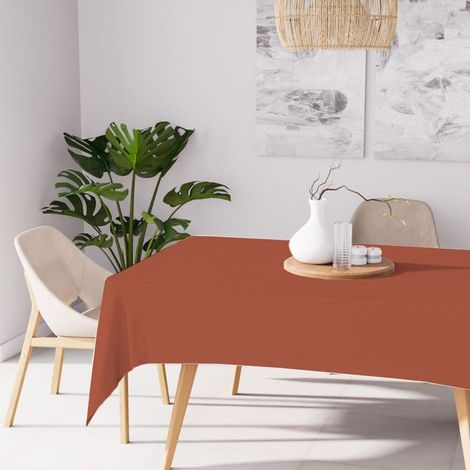 Nappe anti-tâches rectangle 140X200 cm ALIX corail, par Soleil d'Ocre