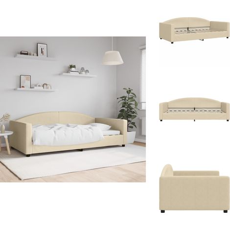Lit de repos crème 100x200 cm tissu - Lit Deux Places - Canapé Convertible - Lit Invité - Mobilier Salle Séjour - Meuble Chambre (1/5)