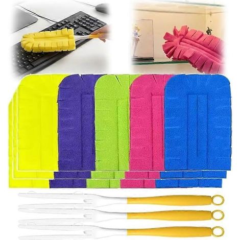 Recharges de plumeau réutilisables lavables en polaire 360° compatibles lot de 3 avec manche inclus (1/5)