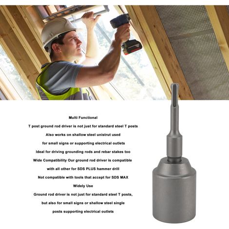 Pointe d'enfoncement de tige de mise à la terre, modèle 45mm avec adaptateur SDS PLUS, en acier forgé pour marteau perforateur