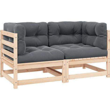 Lot de 2 Canapés d'angle de jardin Sofa Banquette de jardin avec coussins Bois de pin massif 90817 (1/5)
