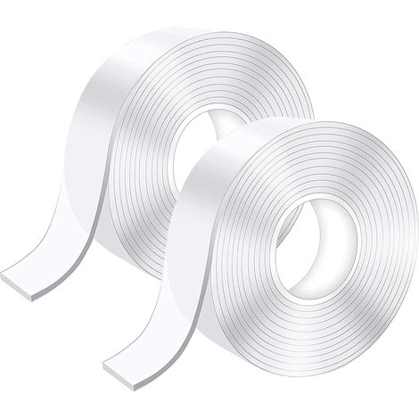 10M Ruban Adhésif Double Face Extra Fort, Transparent Lavable Fin Nano Tape, Amovible Traceless Bande Antidérapant, Réutilisable Double-Face Gel pour Tapis, Maison ou Bureau (1/5)