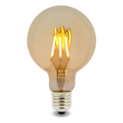 IluminaShop - Bombilla LED Filamento E27 G80 6W Ambar  Blanco Calido 2300K