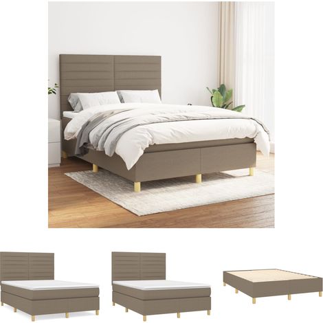 The Living Store Boxspringbett mit Matratze Taupe 140x190 cm Stoff - Betten & Bettgestelle (1/5)