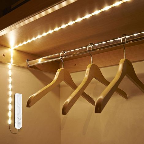 Bande lumineuse LED avec détecteur de mouvement PIR pour escaliers, placards, armoires - Lampe domestique sans fil sur batterie (1/5)
