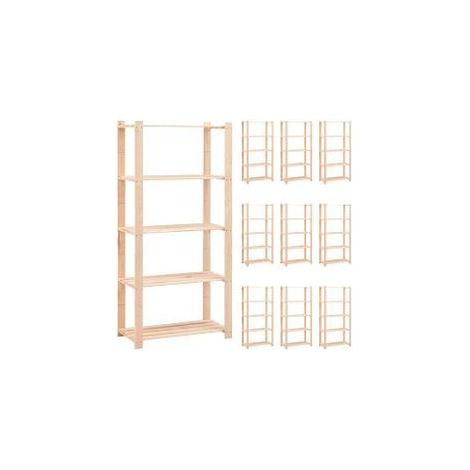 Étagères de rangement à 5 niveaux 10pcs 80x38x170 Pin 250 kg (1/5)
