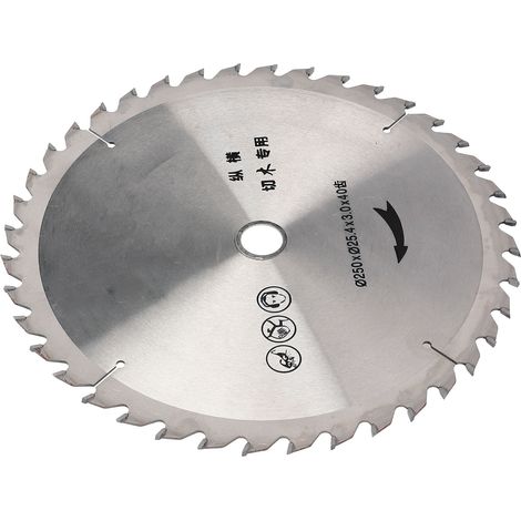 Lame de scie circulaire en acier allié à 40 dents, 250 x 25,4 x 3,0 mm, pour la coupe du bois et l'outillage de menuiserie.