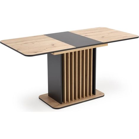Table à manger extensible 120 / 158 x 77 cm noire et bois STEVE (1/5)