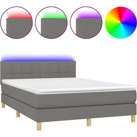 Maison Exclusive - Sommier à lattes de lit et matelas et LED Gris foncé 140x190 cm (1/5)