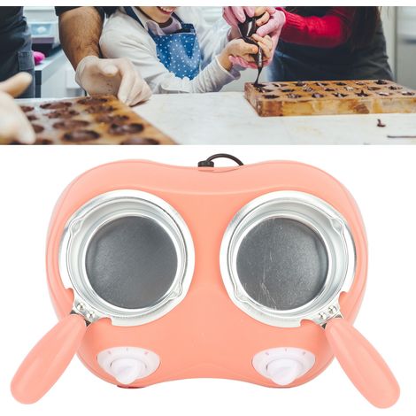 Machine à fondre le chocolat, four électrique à double récipient chauffant, pot à fondre le chocolat, pot à fondre soi-même, norme européenne 220-240V, rose. (1/5)