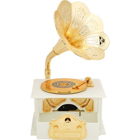 Boîte à musique rétro gramophone, modèle vintage, pour mariage, anniversaire, Noël ou Saint-Valentin