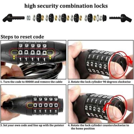 Antivol Cadenas À Code - Chaîne En Acier Tressé 116 Cm × 12 Mm - Pour Vélo Scooter Clôture - 1 Pièce (1/4)