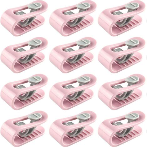 [MAI UTILIZZATO]12 pezzi di fermagli per copripiumini, fermagli per copripiumini, fermagli per lenzuola, fermagli antiscivolo senza perni, accessori per la biancheria da letto (rosa) (1/5)