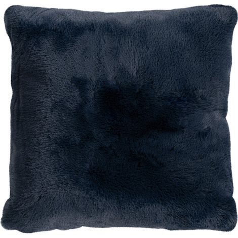 Joy - coussin - en fausse fourrure - 48x48 cm - bleu marine (1/4)