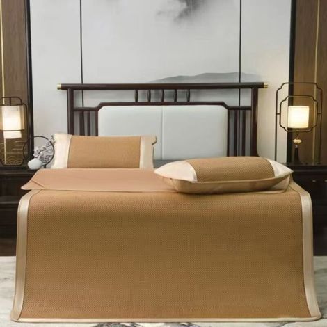 Kühlende Sommermatratze aus Bambus und Rattan – 3-teiliges, faltbares und atmungsaktives Set für Doppelbetten – 150 x 200 cm (1/5)
