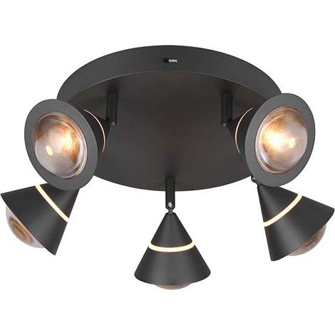 Deckenleuchte Deckenlampe Wohnzimmerlampe schwarz Farbwechsel schwenkbar H 16,5 cm
