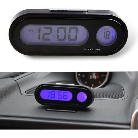 Horloge numérique avec thermomètre - voiture - accessoires auto - horloge - Mini horloge de tableau de bord de véhicule - Ang (1/5)