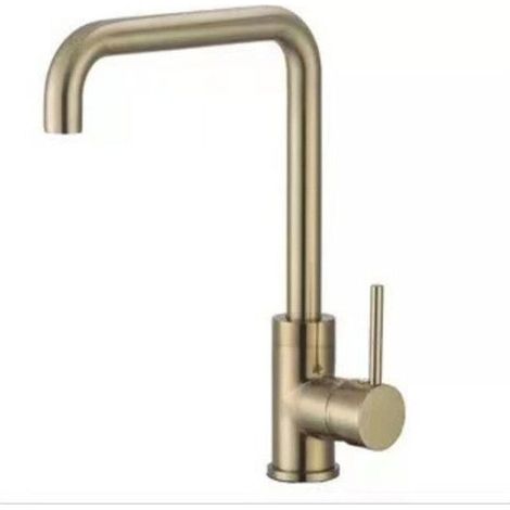 Mitigeur de cuisine Robinet cuisine Doré Brossé 7-Forme, Mitigeur Évier Rotatif à 360° avec Aérateur Démontable, Robinet d'évier (1/5)