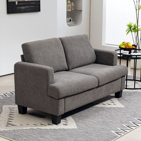 Canapé 2 places 120 cm coussins dossier amovibles chenille salon bureau gris foncé. Canapé chenille pour votre bureau, confortable et fonctionnel. (1/5)