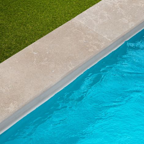 Margelle de piscine Pierre d'Egypte Beige 100x35x3 cm Bord Droit (à l'unité) - RO'MA NATURE (1/4)