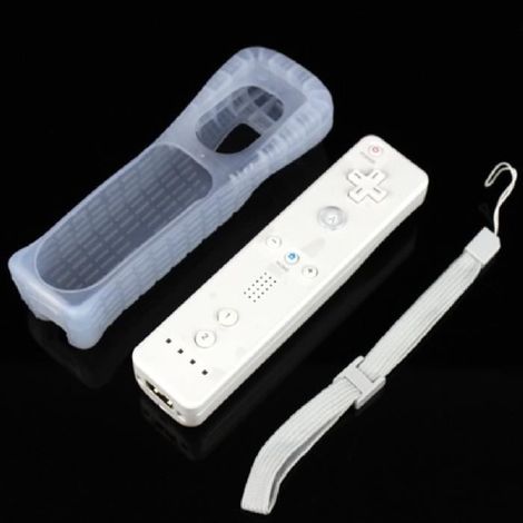 Blanc Télécommande droite + Case + poignet pour Nintendo Wii Confortable Durable universel de haute qualité