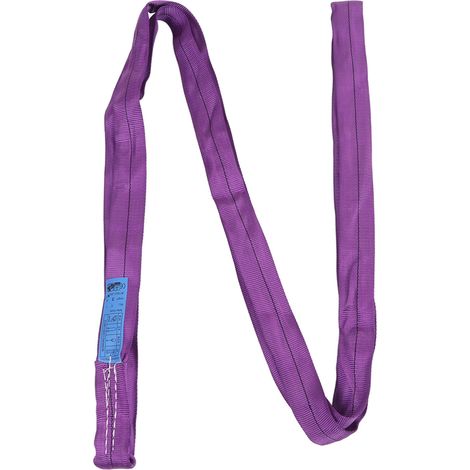 Flexible Hebeschlinge aus violettem Polyester, Tragfähigkeit 1 t/2205 lb, Länge 2 m/6,56 ft, zum Heben und Abschleppen