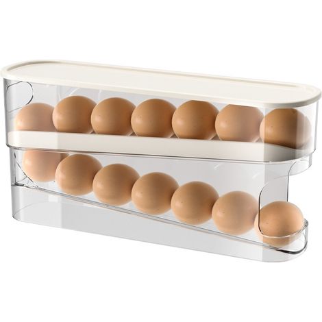 Réfrigérateur porte-œufs, distributeur d'œufs roulants à 2 niveaux, distributeur automatique d'œufs roulants, réfrigérateur de stockage d'œufs peu encombrant, distributeur d'œufs pour réfrigérateur, p (1/5)