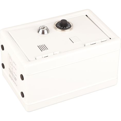 Coffret de Sécurité Argent avec Serrure à Code Numérique et Compartiment pour Pièces - Blanc (1/5)