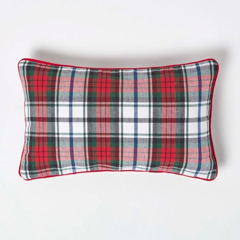 HOMESCAPES Cotton Macduff Tartan Rectangular Cushion Cover, 30 x 50 cm (1/5)