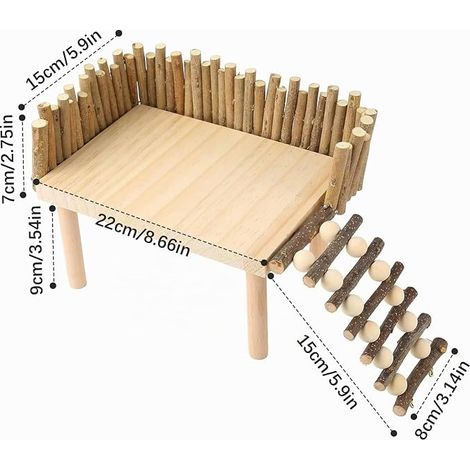 Wooden Hamster Platform with Ladder Climbing Accessory Toy for Hamster Platform Cage Hamster Games Accessories for Gerbils Guinea Pigs Mouse Rats (1/4)