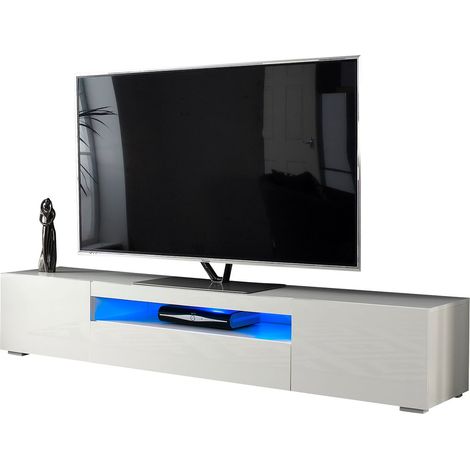 Modern White 200cm Matt Gloss TV Stand Cabinet Suitable for 55 65 70 75 80 Inch 4K LED Flat Screen TV's