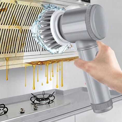 Rotierende elektrische Reinigungsbürste mit 6 austauschbaren Bürstenköpfen, kabellose Duschbürste und 2 einstellbaren Geschwindigkeiten, geeignet für Badewannen, Fliesenfugen und Autowaschbecken.