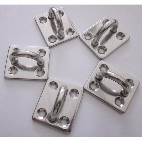 Pontet sur Platine Inox A2 - Lot de 5 - Acier Inoxydable - Fixation Robuste pour Sangles et Bâches - Usage Industriel et Extérieur - 50x40mm
