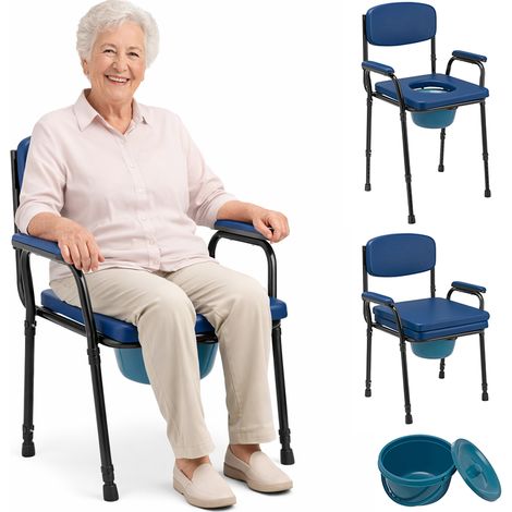 Sedia Wc per Anziani e Disabili Altezza Regolabile Vaso Rimovibile 57x49x84–99,5