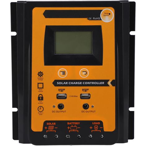 Régulateur intelligent de charge/décharge pour panneau solaire 70A 12V 24V, avec affichage LCD et double port USB (1/5)