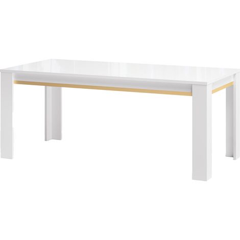 JEMMA - Table 160x90cm Laquée Blanc et Décor Doré (1/3)