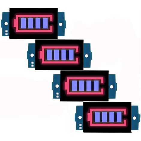 Indicador de capacidad de batería 3S de 4 piezas, comprobador de nivel de energía para baterías de iones de litio 3S, módulo indicador de capacidad de batería de litio con pantalla LED azul (1/5)