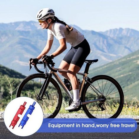 Outil Extracteur de Noyau de Valve de Vélo, Réparation Valve Pneu 10x54mm, Aluminium, Rouge et Bleu (1/4)