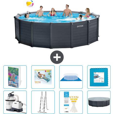 Graphite Panel Pool Rund - 478x124 cm - 9-teilig S651