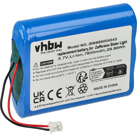 vhbw Akku kompatibel mit Zafferano Sister mini, Light Mini, Light Tischlampe, Nachttischlampe (7800 mAh, 3,7 V, Li-Ion)