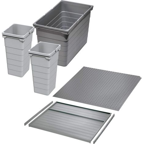 Ninka Abfalltrennsystem eins2vier KB 500 mm (2 x 11,5L / 1 x 25L) alugrau für Seitenstärke 16 mm (1/5)