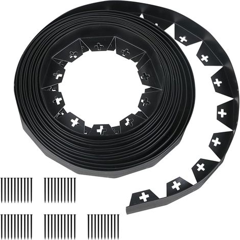 Bordure de Jardin Flexible PVC Hauteur 40 mm Longueur 10 m Bordure de Pelouse Bordures Chemins Pelouse 50 Piquets de Sécurité (1/5)