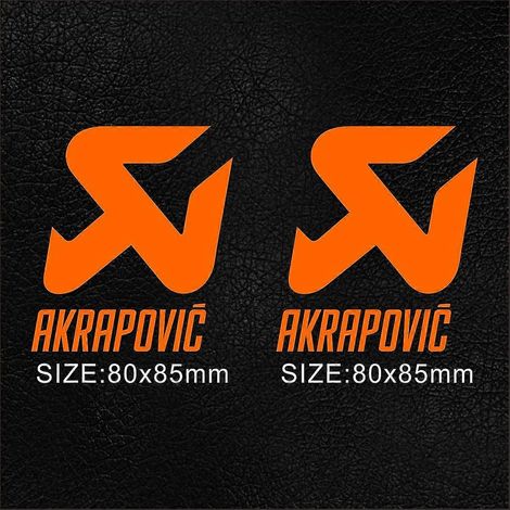 1 paire d'autocollants Akrapovic en vinyle pour pot d'échappement, silencieux, embout, réservoir, casque, logo. Couleur : orange. (1/4)